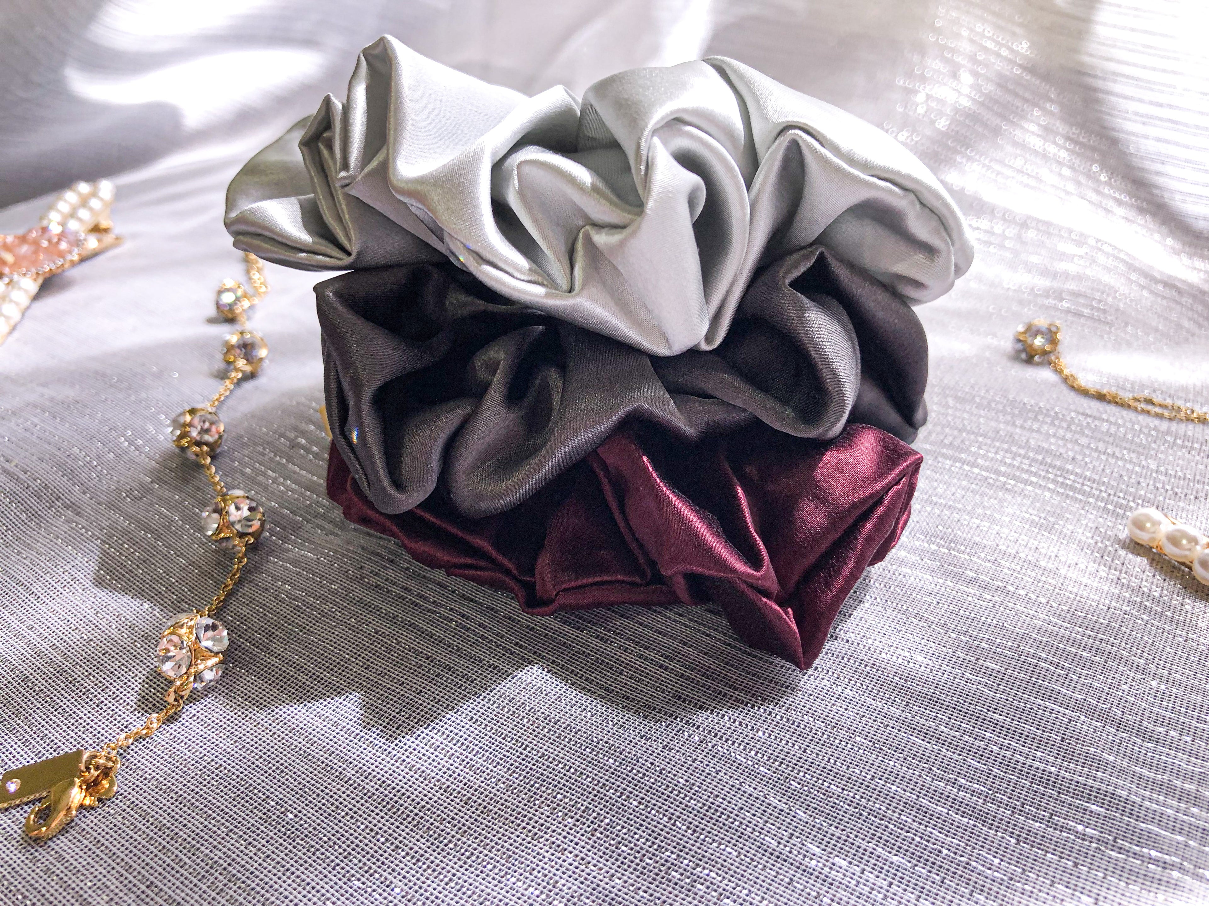 3 PCS - 100% Mulberry Silk Scrunchies image 3