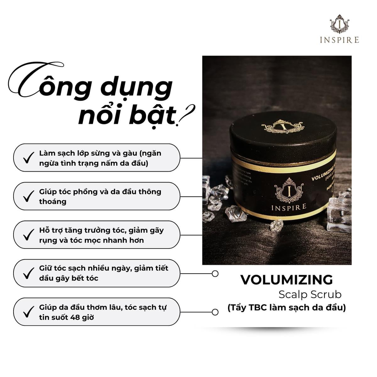 INSPIRE - Volumizing Scalp Scrub (AHA & Sea Salt) - 300g image 2