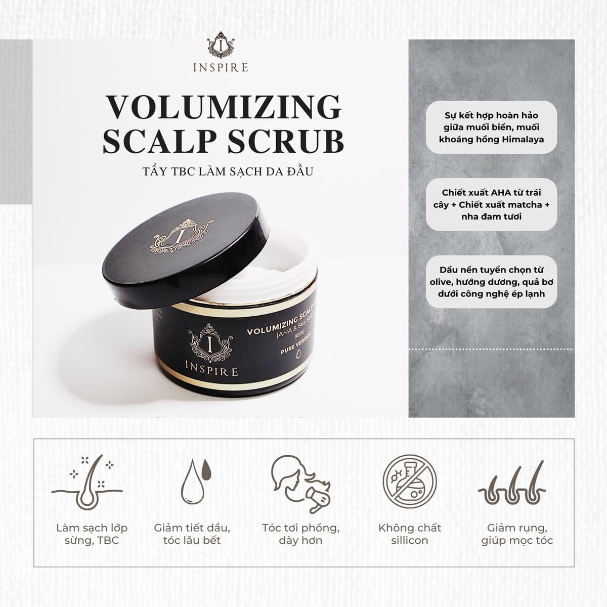 INSPIRE - Volumizing Scalp Scrub (AHA & Sea Salt) - 300g image 1