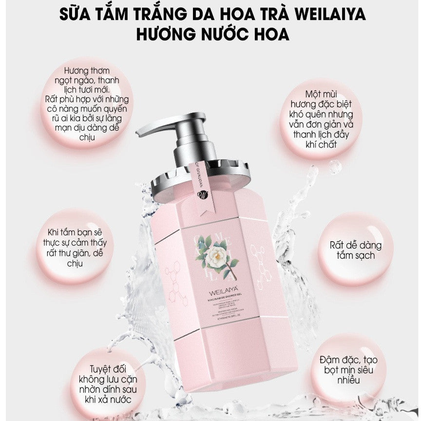WEILAIYA - GRAND ROSE EXTRACTS WHITENING & NIACINAMIDE SHOWER GEL (450ml) image 11